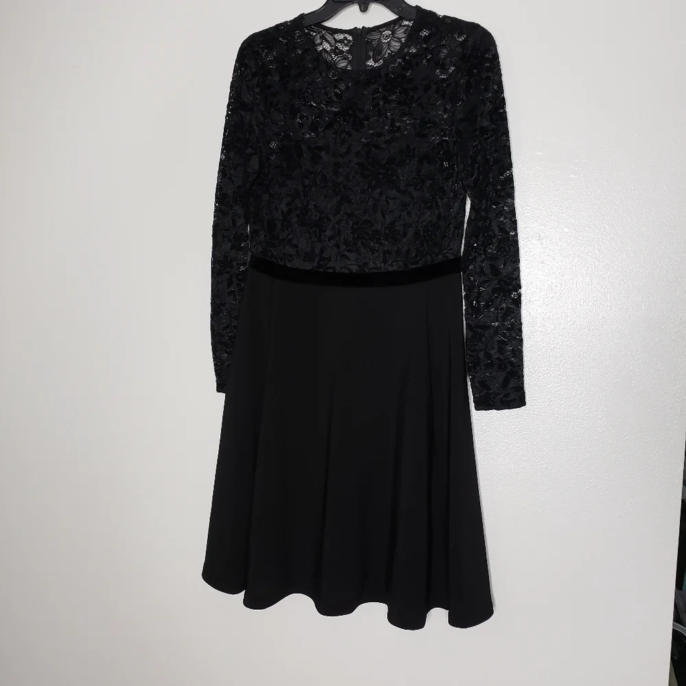NEW Ralph Lauren Lace Bodice Dress Fit & Flare Long Sleeve Elegant Designer Chic - Picture 5 of 15